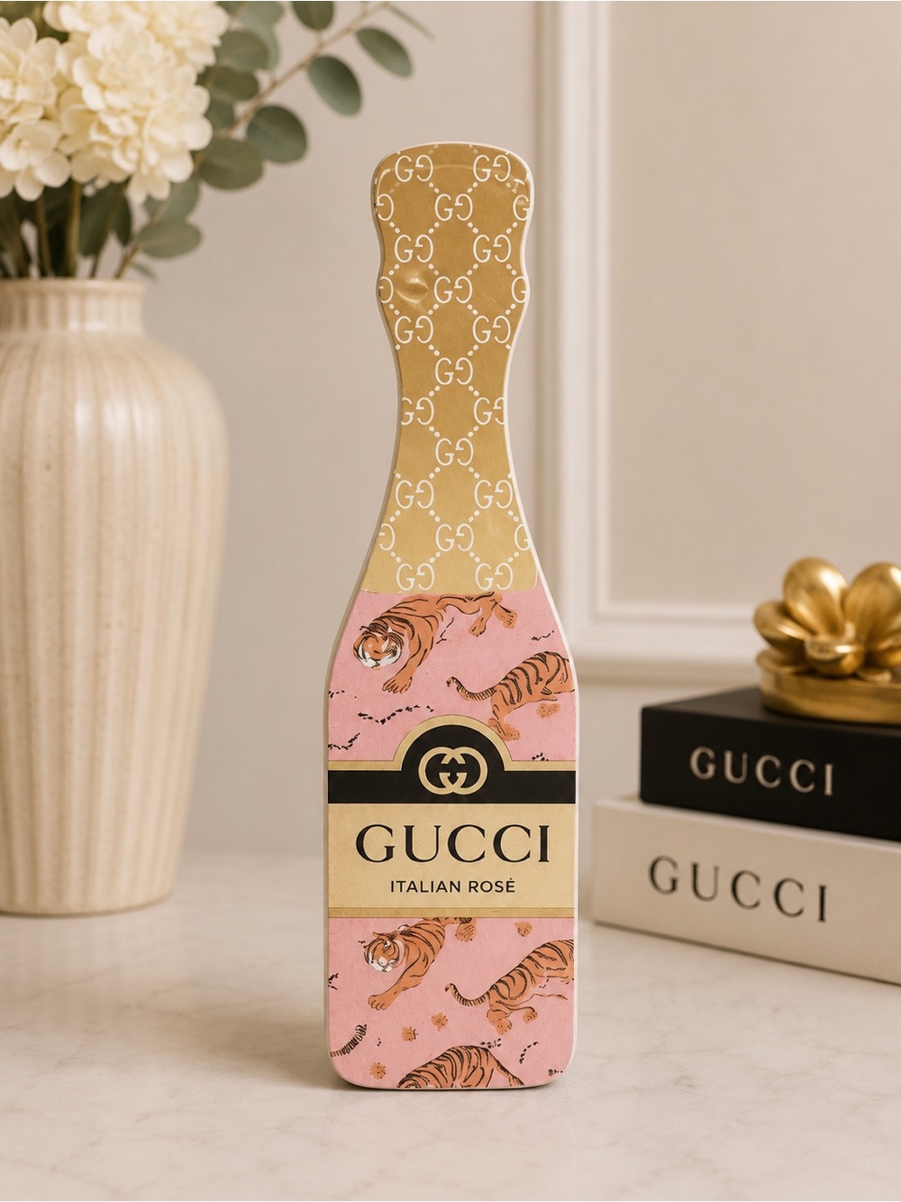 Gucci Champagne Bottle Home Decor Luxury Collectible Art NWT